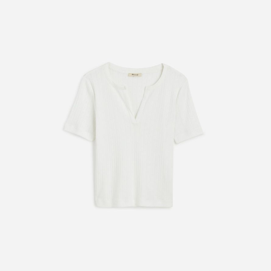 vit madewell pointelle notch hals dam t-shirts