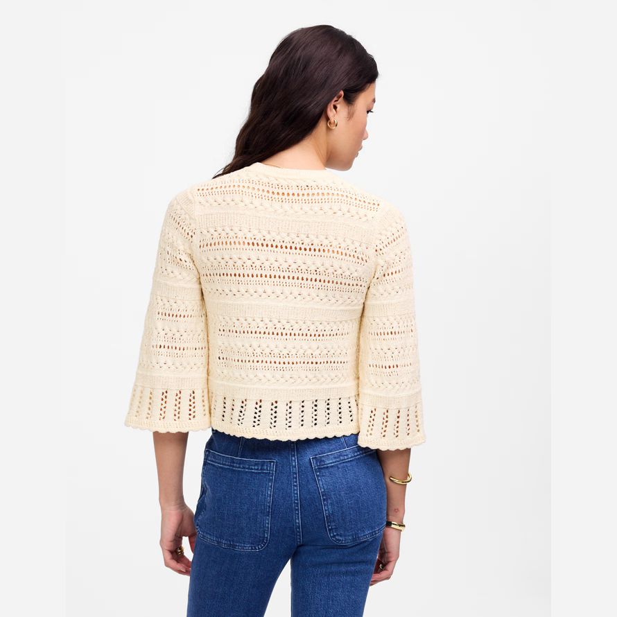 madewell scalloped-trim tröja dam t-shirts beige