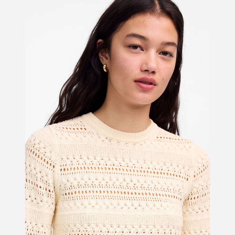 madewell scalloped-trim tröja dam t-shirts beige