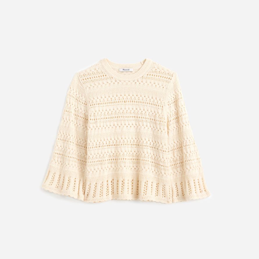 madewell scalloped-trim tröja dam t-shirts beige