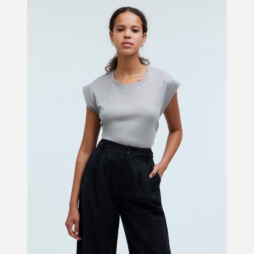 madewell sida-cinch muskel dam t-tröjor grå