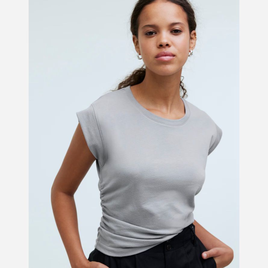 madewell sida-cinch muskel dam t-tröjor grå