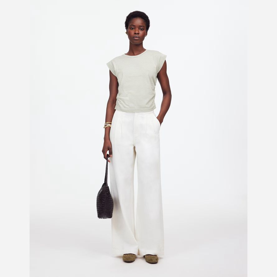 vit grön madewell sida-cinch muskel dam t-shirts