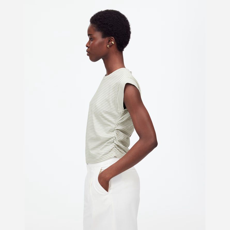 vit grön madewell sida-cinch muskel dam t-shirts
