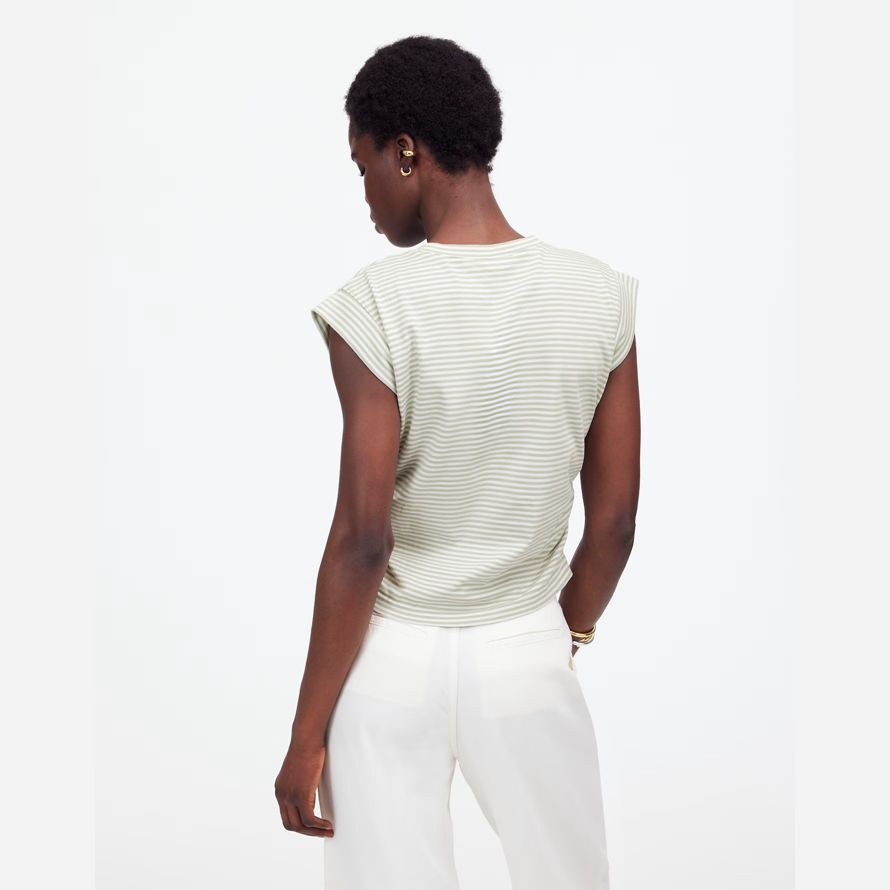 vit grön madewell sida-cinch muskel dam t-shirts