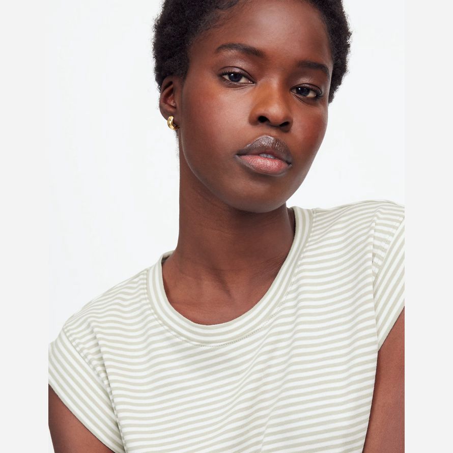 vit grön madewell sida-cinch muskel dam t-shirts
