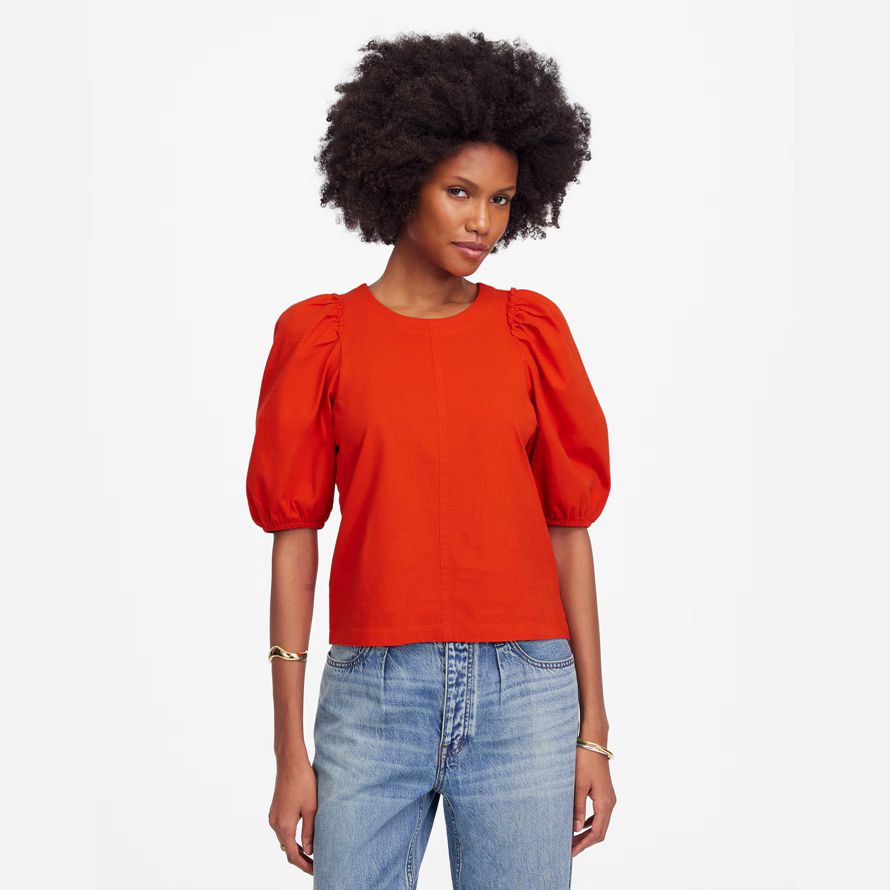 röda dam madewell puff-sleeve t-shirts