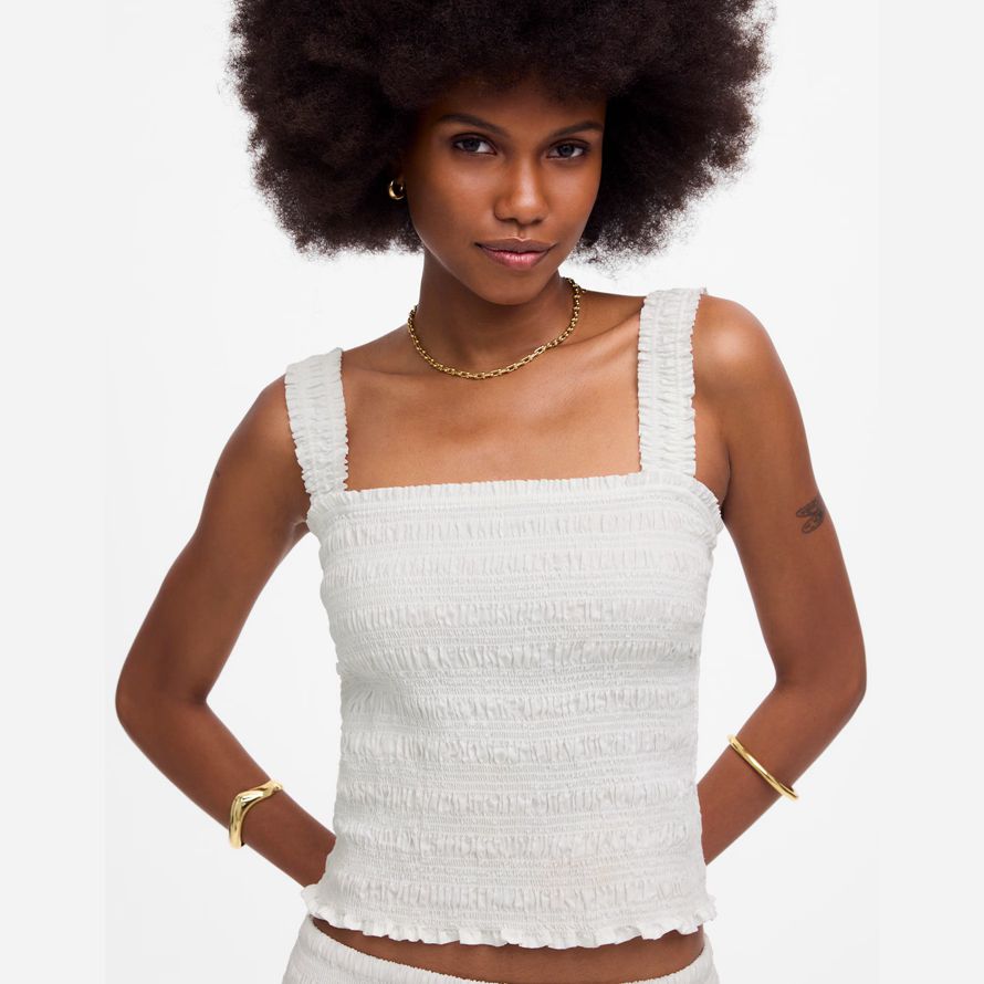 vit kvinna madewell poplin smock tank