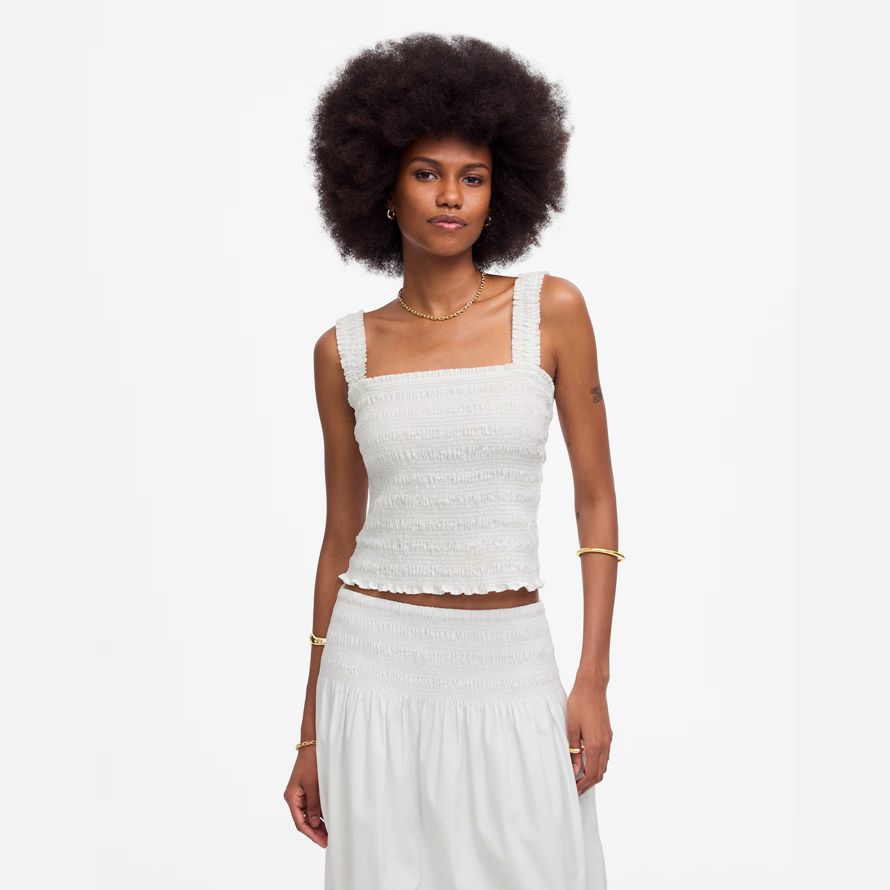 vit kvinna madewell poplin smock tank