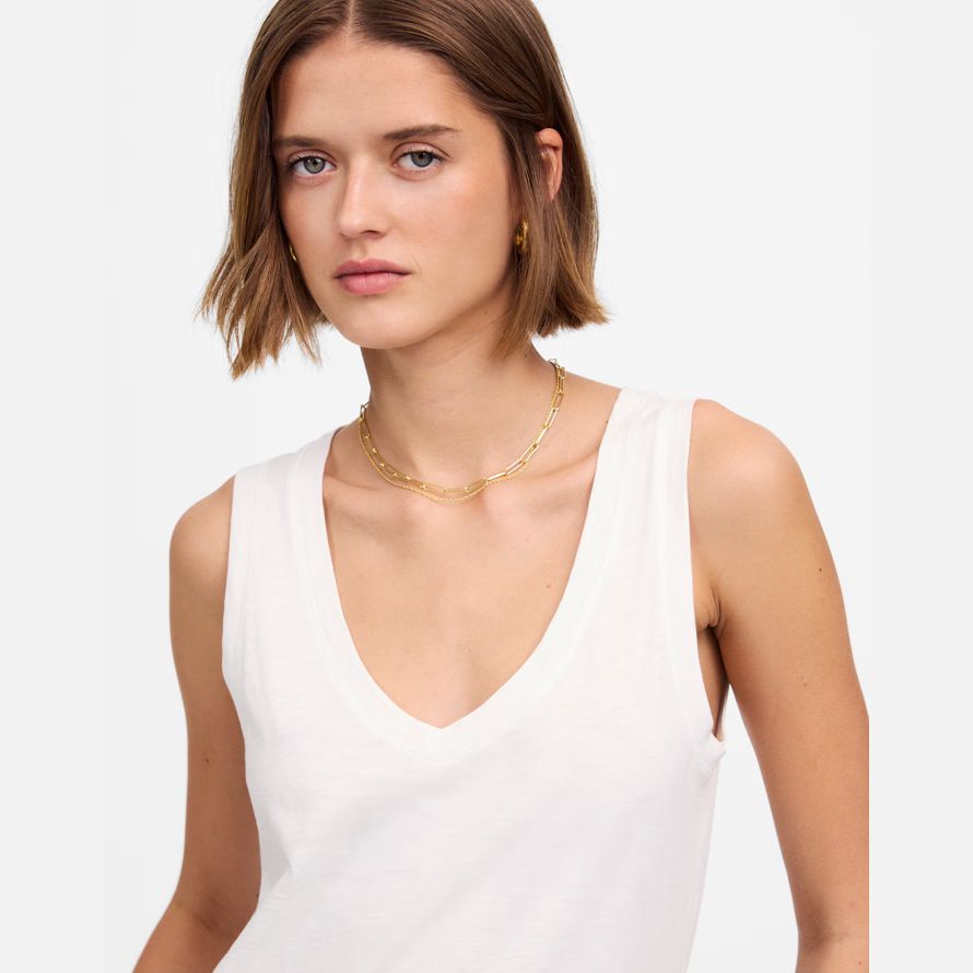 vit kvinna madewell slub avslappnad v-neck tank