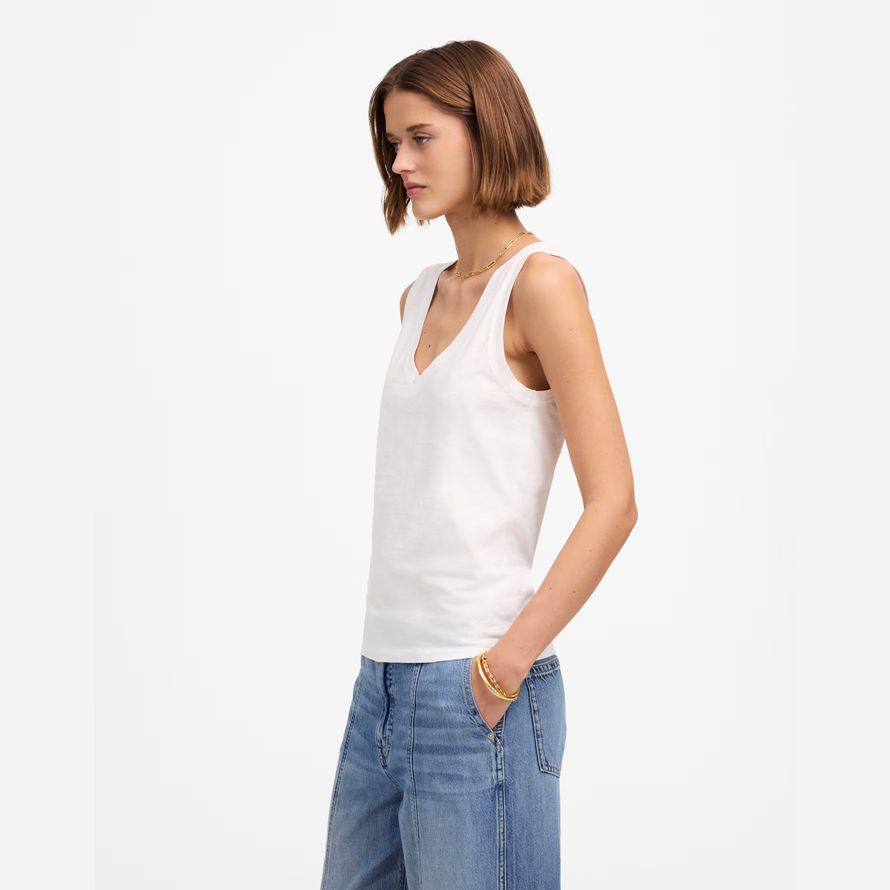vit kvinna madewell slub avslappnad v-neck tank
