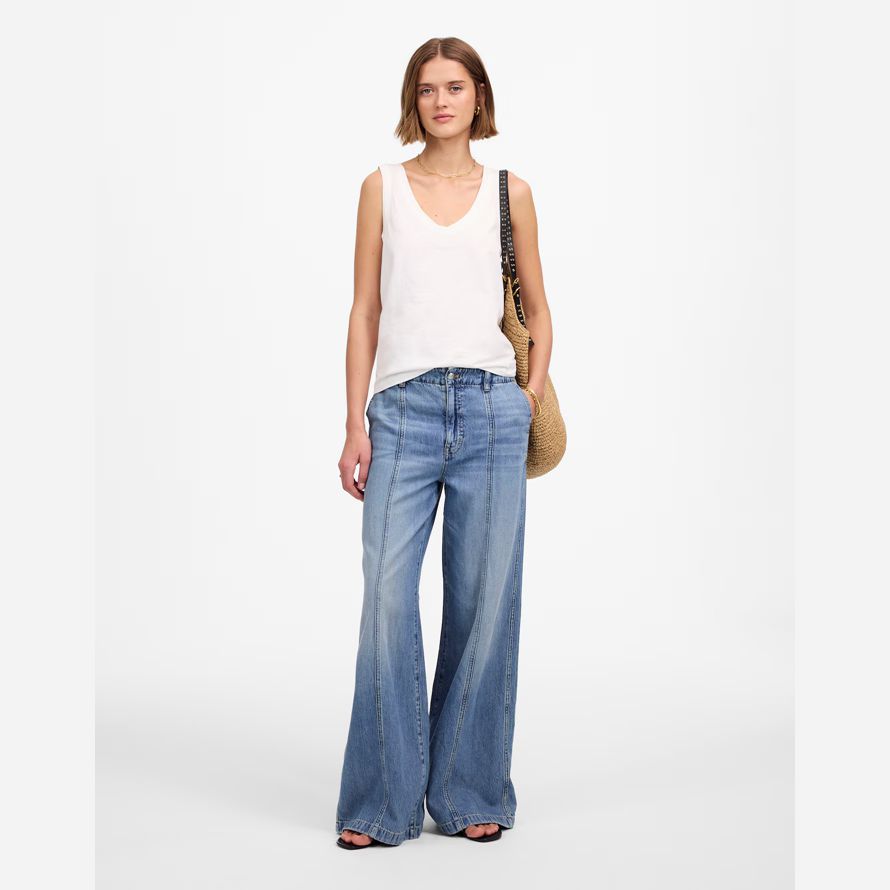 vit kvinna madewell slub avslappnad v-neck tank