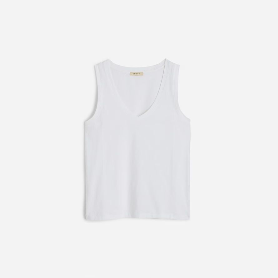 vit kvinna madewell slub avslappnad v-neck tank