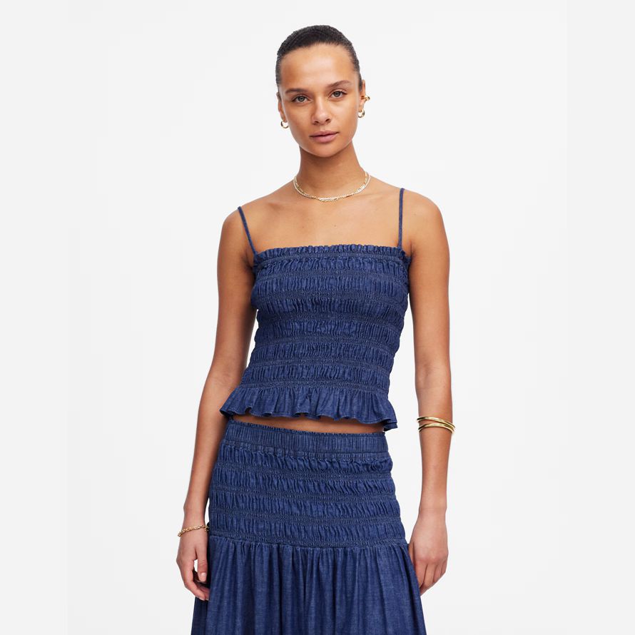 navy madewell denim smock dam tank