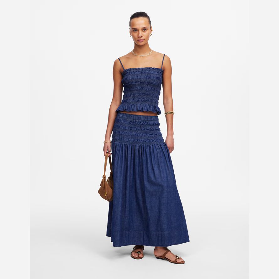 navy madewell denim smock dam tank