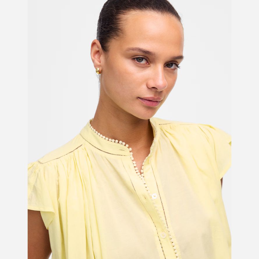 gul dam madewell rynkat lace trim topp