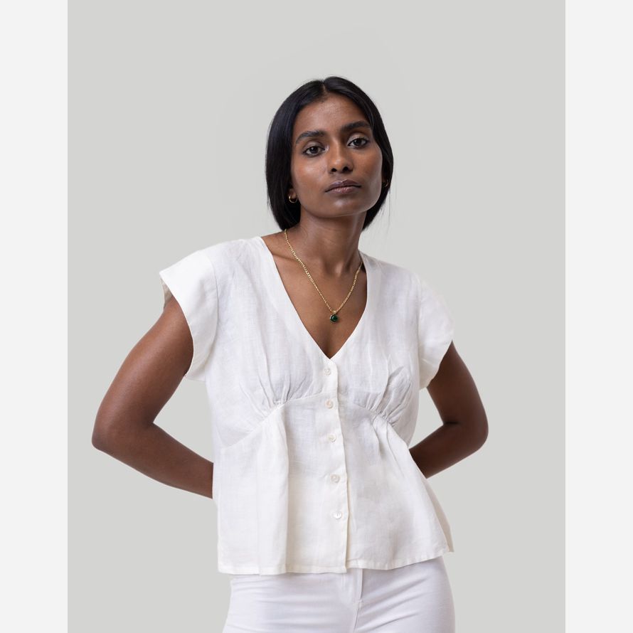 dam madewell reistor djupt v-ringad topp vit