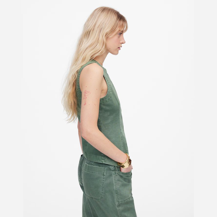 gröna madewell twill crewneck dam väst