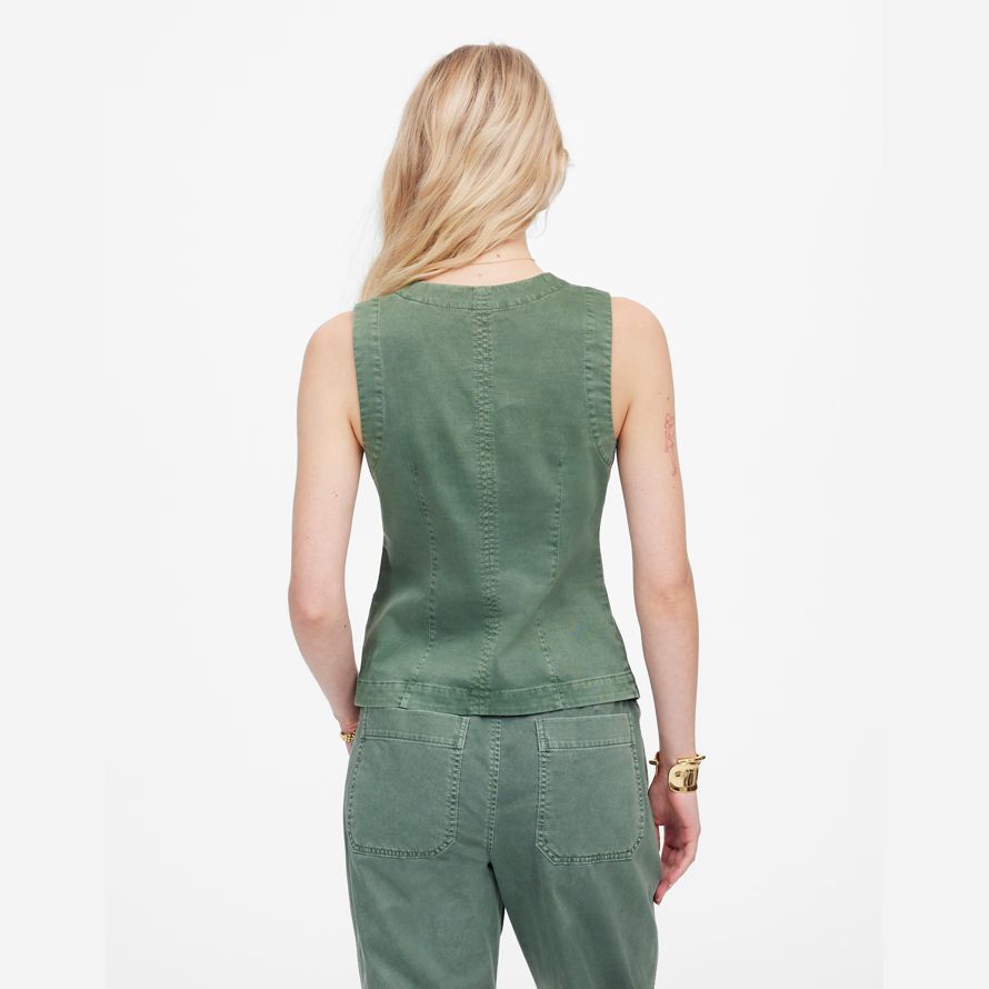 gröna madewell twill crewneck dam väst