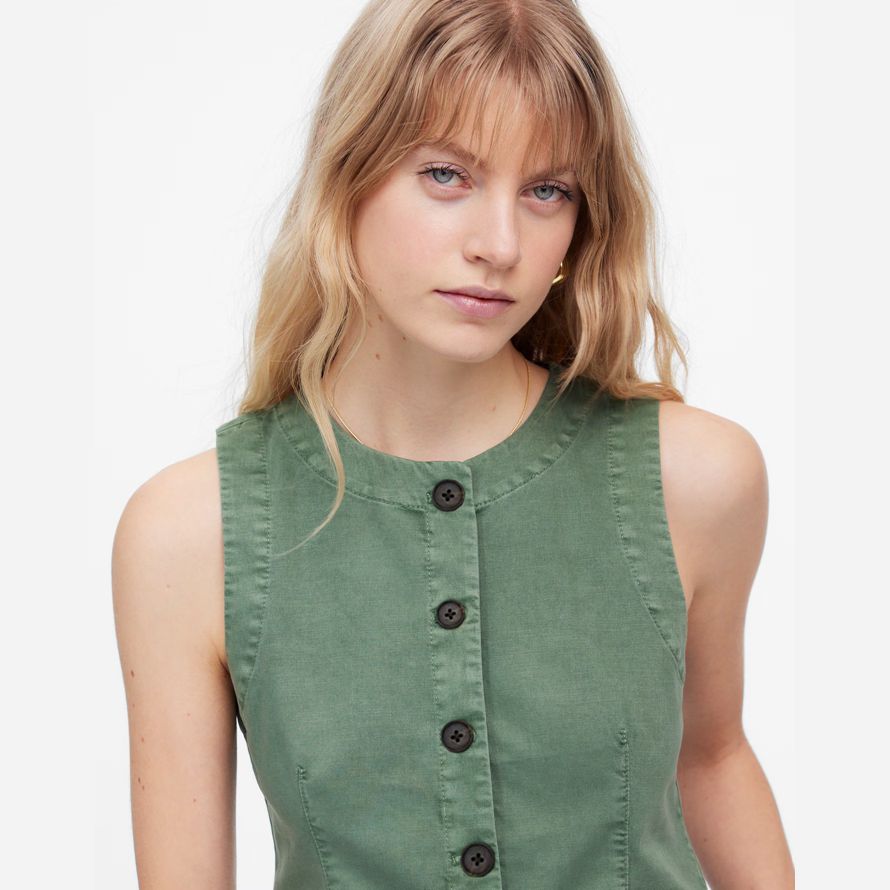 gröna madewell twill crewneck dam väst