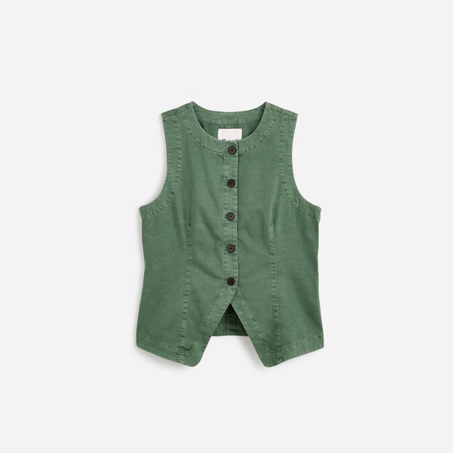 gröna madewell twill crewneck dam väst